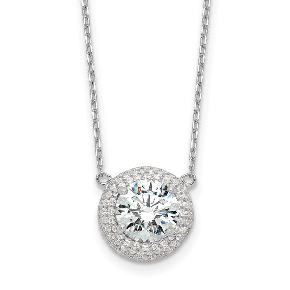 Sterling Silver Cubic Zirconia Halo Necklace