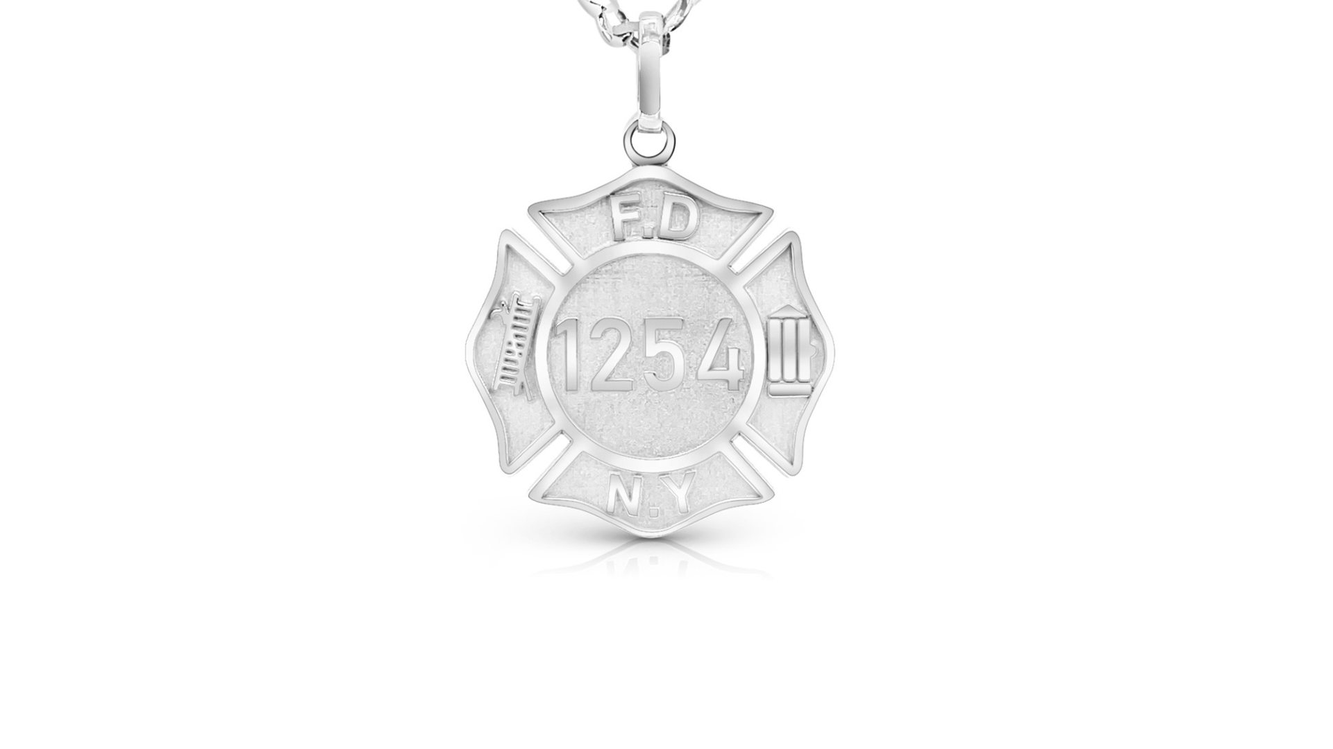 Sterling silver FDNY fire shield pendant custom jewelry banner — AJ's Jewelry Ridgewood Queens NY