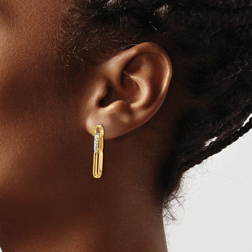 14 Karat 2 Tone Gold Dangle Earrings