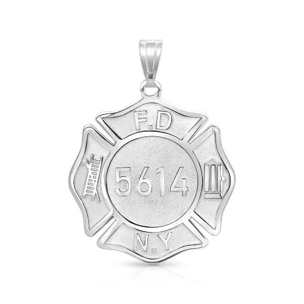 Personalized Firefighter Badge Charm Pendant with Number and Department