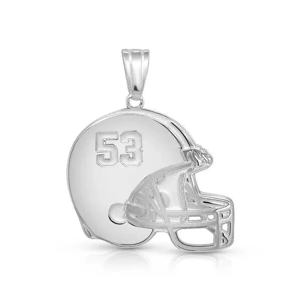Personalized Football Helmet Charm Pendant with Number