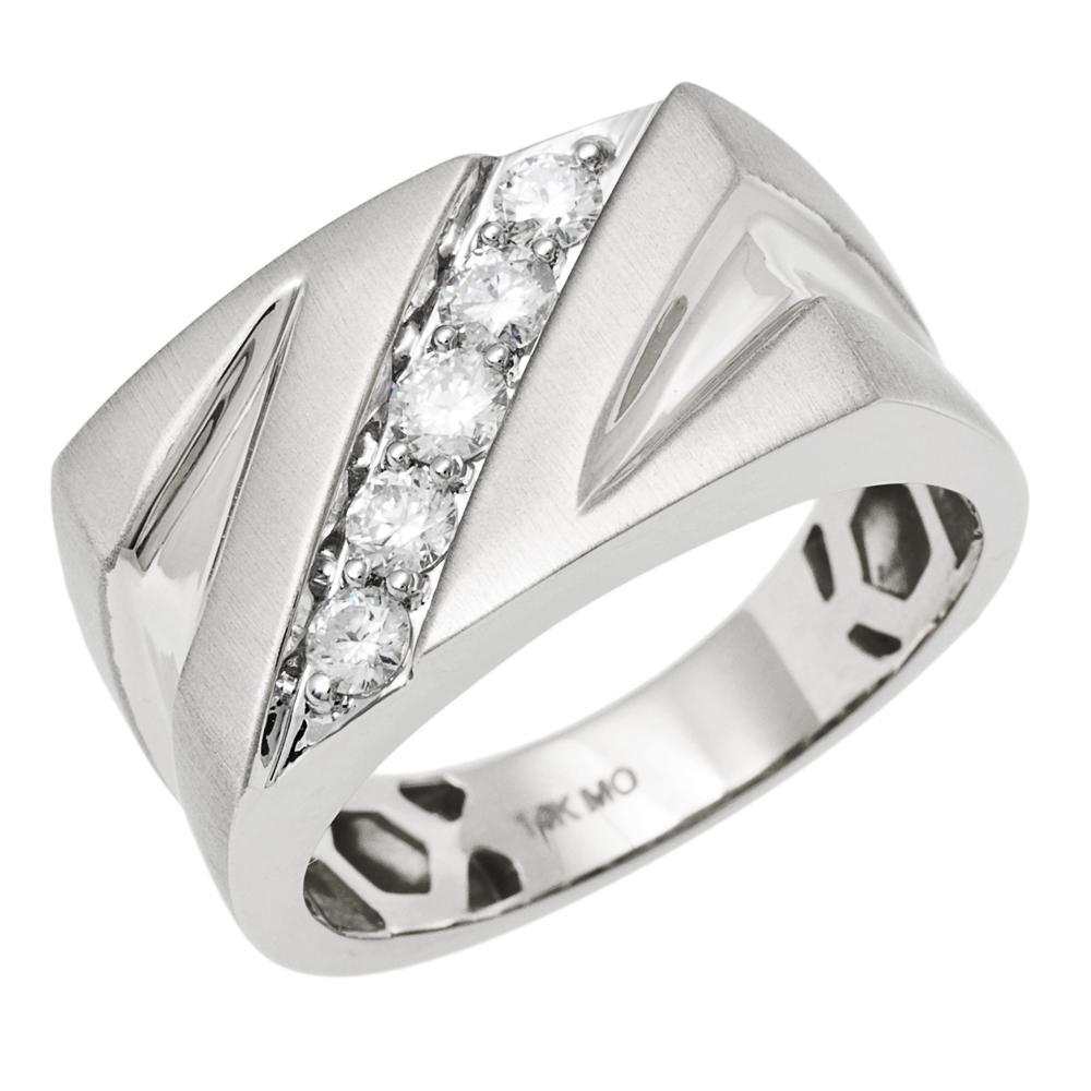 Gent's White 14 Karat Fashion Ring 5 0.55ctw Round Diamonds — AJ's Jewelry Ridgewood, Queens NY