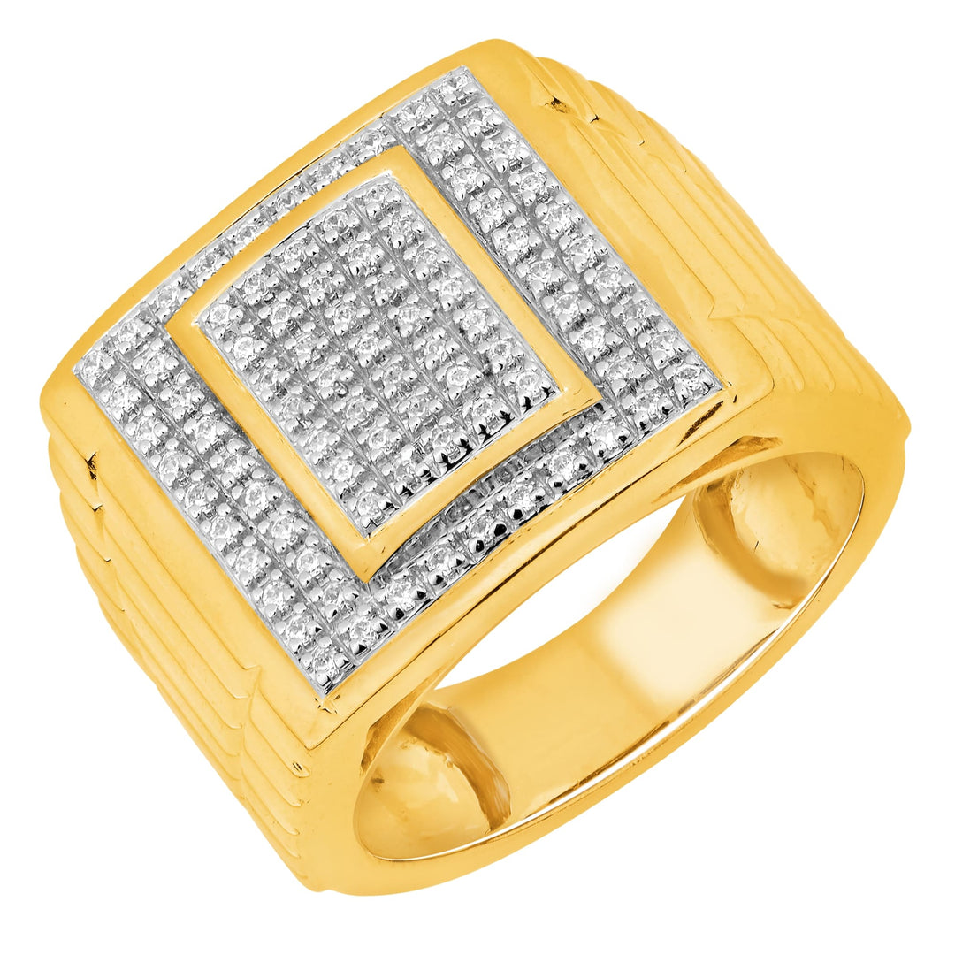 Gent's Yellow 14 Karat Contemporary Fashion Ring 0.45ctw Round Diamonds — AJ's Jewelry Ridgewood, Queens NY