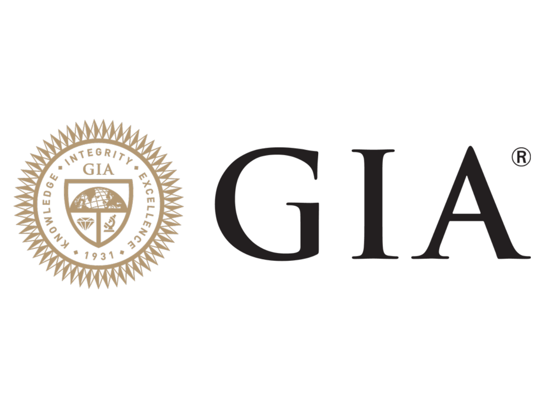 The GIA logo on a white background, featuring a gold circular seal with a shield on the left and the letters 'GIA' in large black serif font on the right.