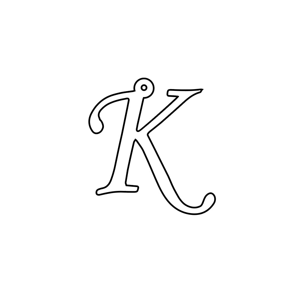Adobe Illustrator vector design of a custom initial K letterform pendant built for laser engraving in 14kt yellow gold — AJ's Jewelry Queens NY