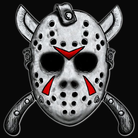 Client's reference image of the Jason hockey mask used to hand-carve a custom 14kt yellow gold pendant — AJ's Jewelry Queens NY