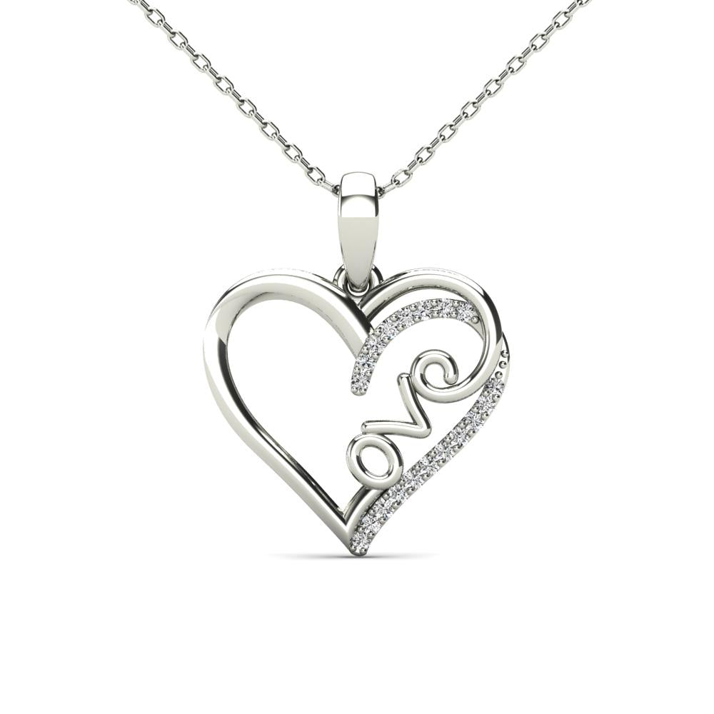Lady's White 14 Karat Heart Pendant 0.07ctw Round Diamonds — AJ's Jewelry Ridgewood, Queens NY