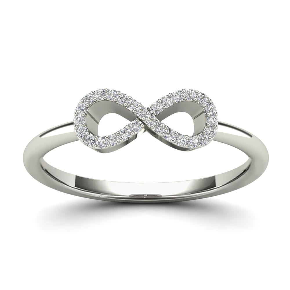 Lady's White 14 Karat Infinity Fashion Ring 0.10ctw Round Diamonds — AJ's Jewelry Ridgewood, Queens NY