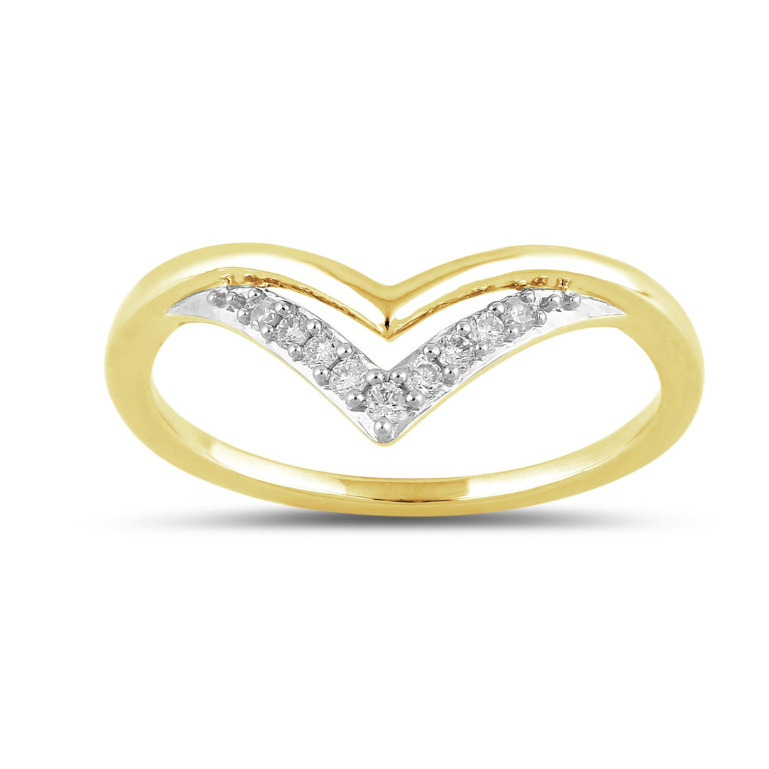 Lady's Yellow 14 Karat Chevron Fashion Ring 0.11ctw Round Diamonds — AJ's Jewelry Ridgewood, Queens NY