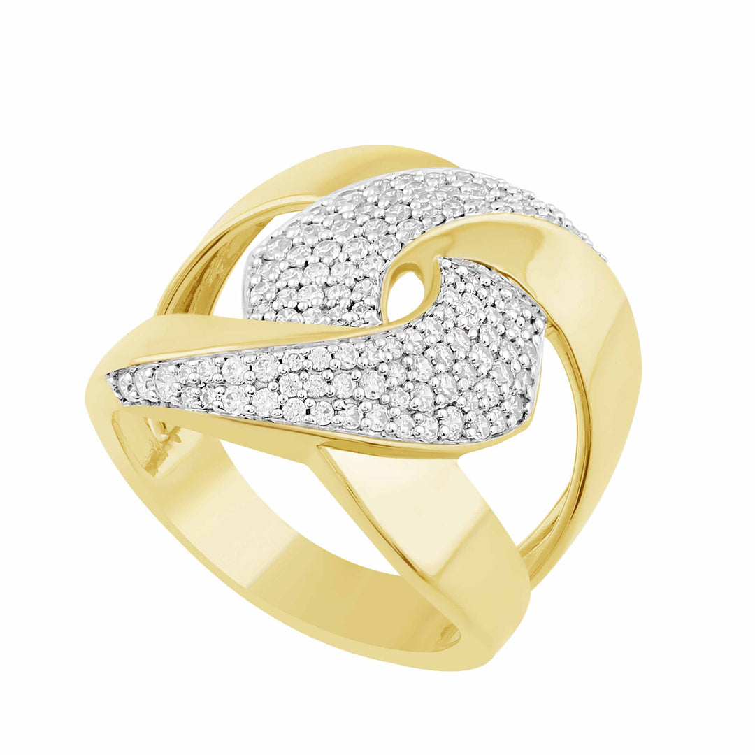 Lady's Yellow 14 Karat Contemporary Fashion Ring 0.79ctw Round Diamonds — AJ's Jewelry Ridgewood, Queens NY