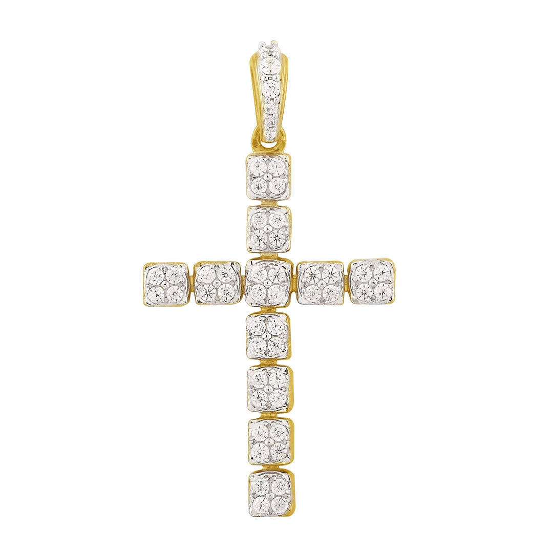 Lady's Yellow 14 Karat Cross Pendant 0.32ctw Round Diamonds — AJ's Jewelry Ridgewood, Queens NY