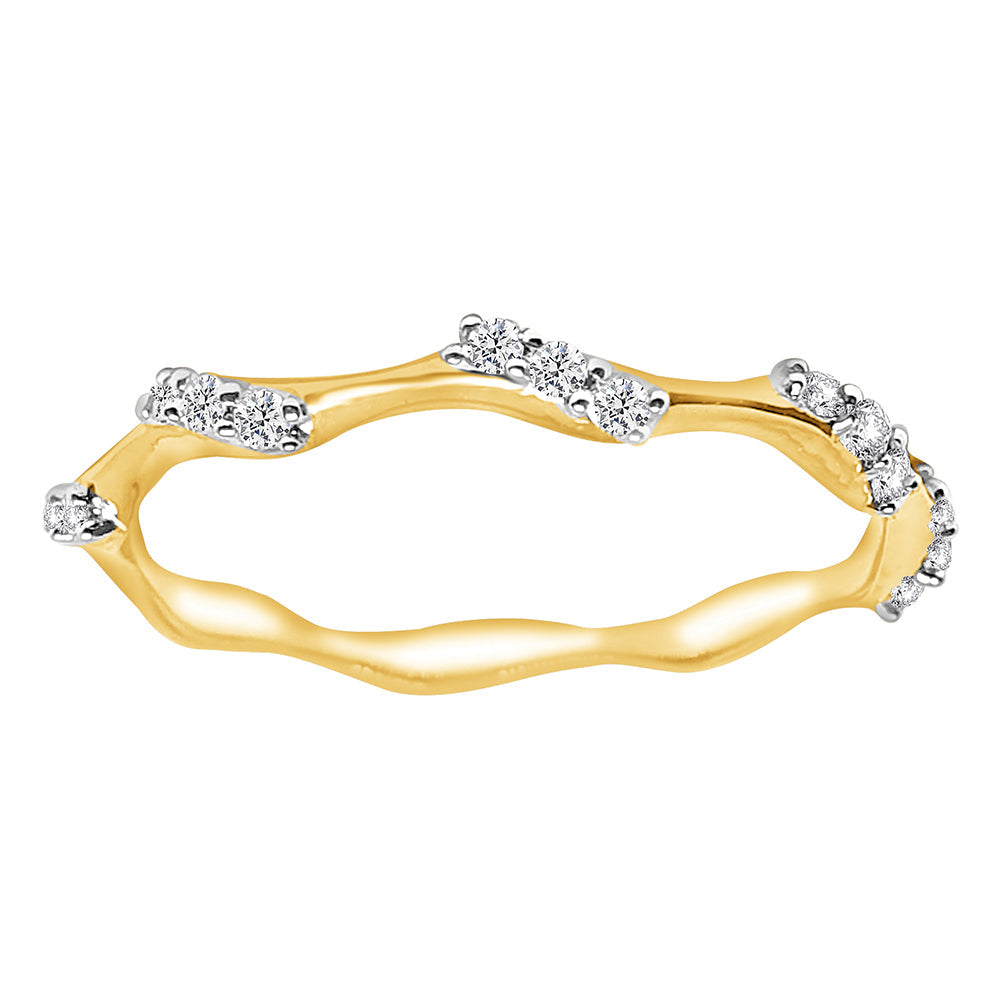 Lady's Yellow 14 Karat Free Form Fashion Ring 0.15ctw Round Diamonds — AJ's Jewelry Ridgewood, Queens NY