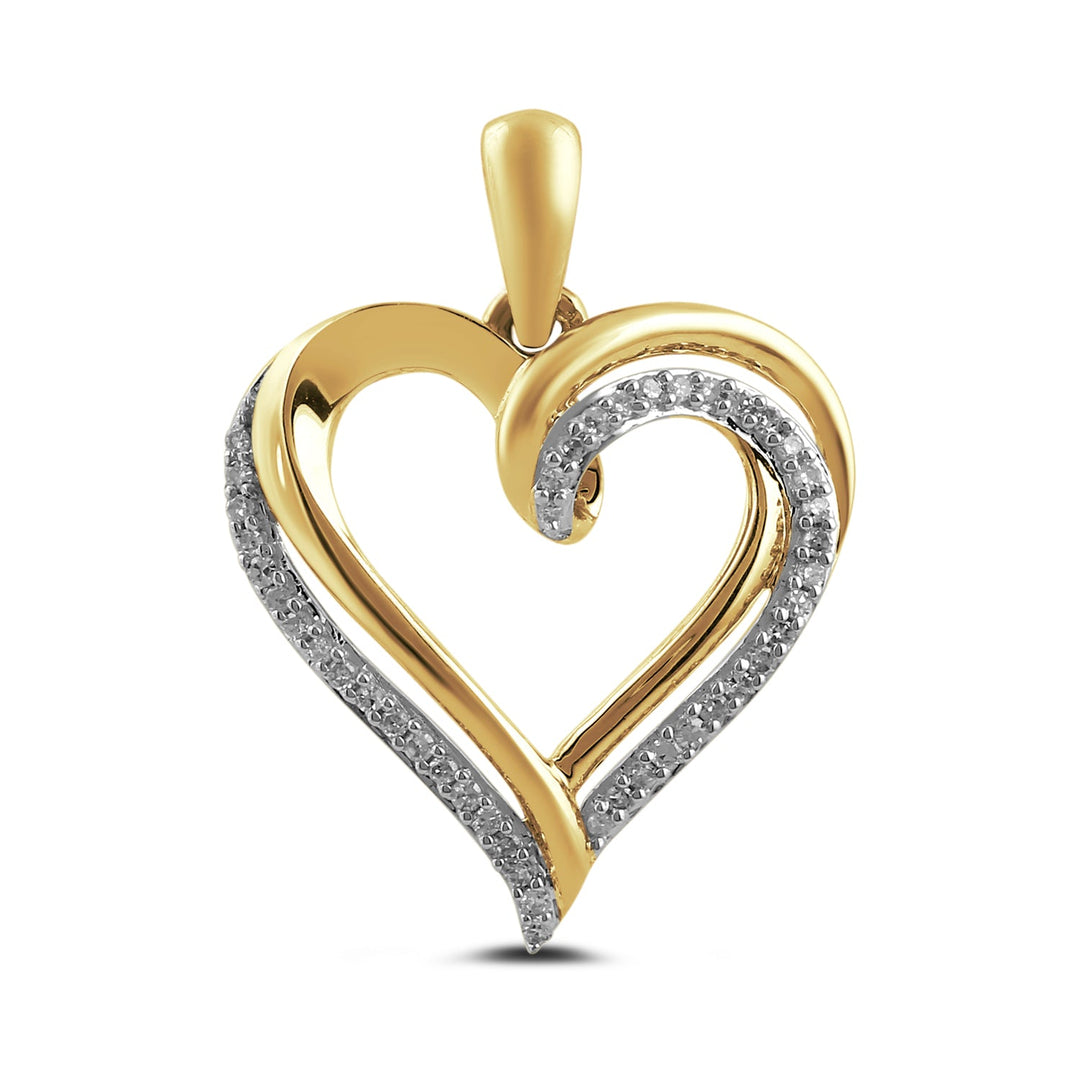 Lady's Yellow 14 Karat Heart Pendant 0.11ctw Round Diamonds — AJ's Jewelry Ridgewood, Queens NY