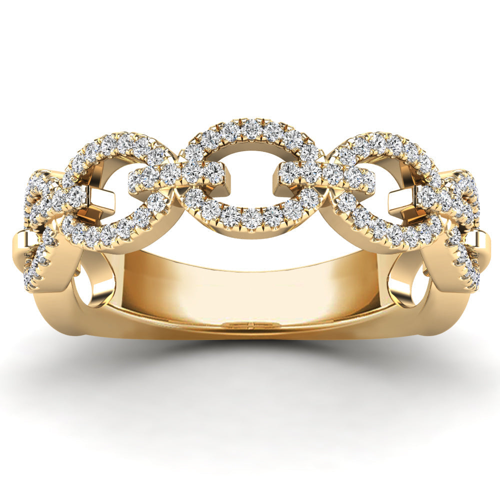 Lady's Yellow 14 Karat Oval Link Fashion Ring 0.32ctw Round Diamonds — AJ's Jewelry Ridgewood, Queens NY