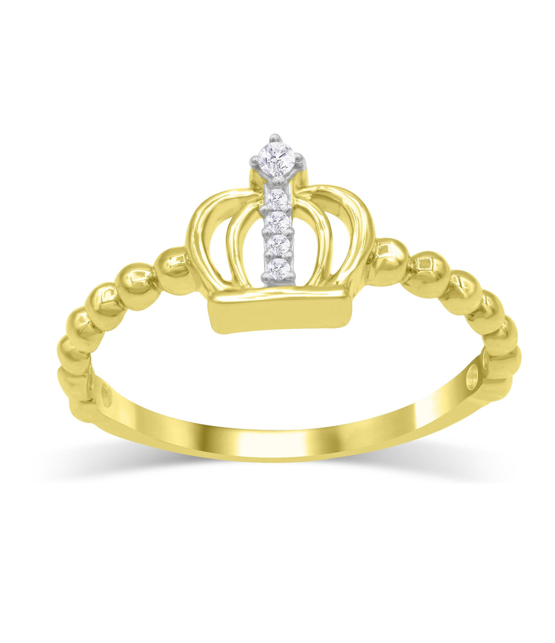 Lady's Yellow Polished 14 Karat Crown Fashion Ring With 0.04ctw Round Diamonds — AJ's Jewelry Ridgewood, Queens NY