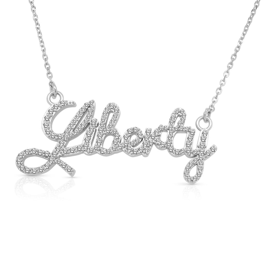 Liberty Diamond Nameplate, 14K White Gold