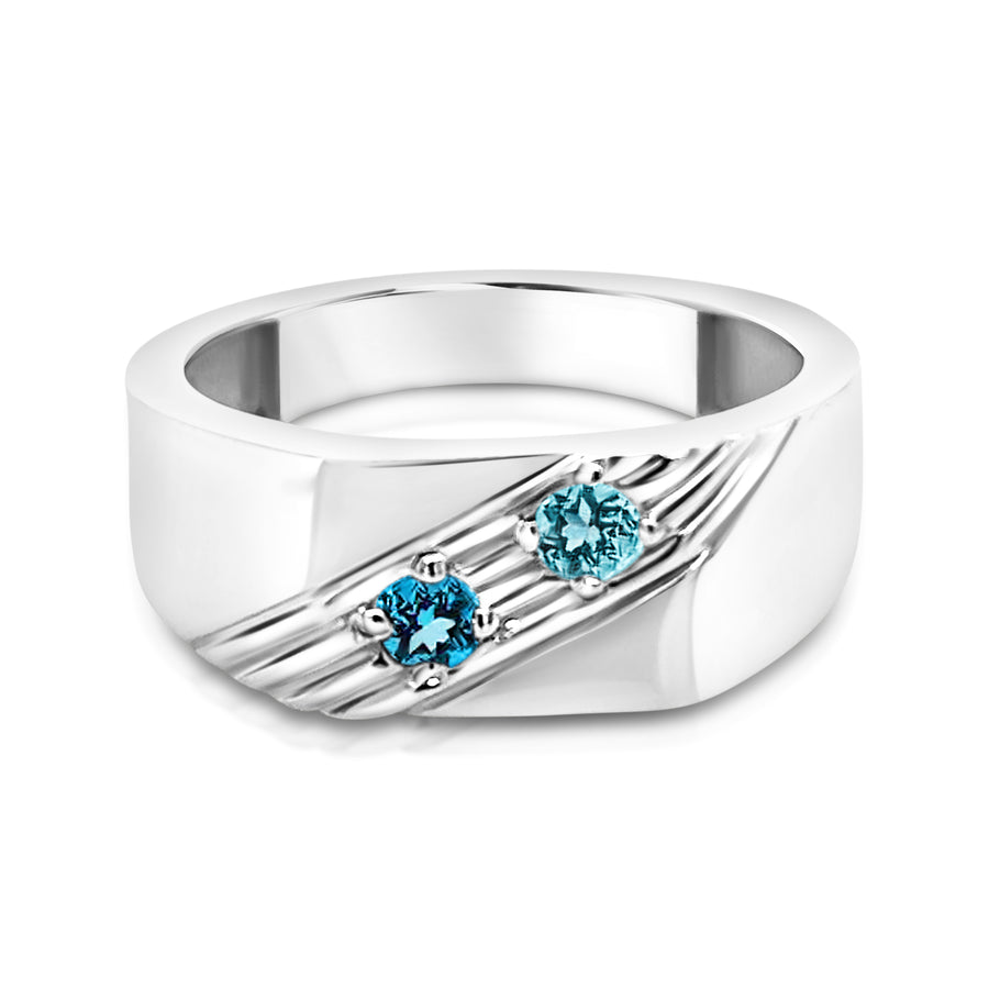 Men's Two-Stone Signet Ring, Sterling Silver