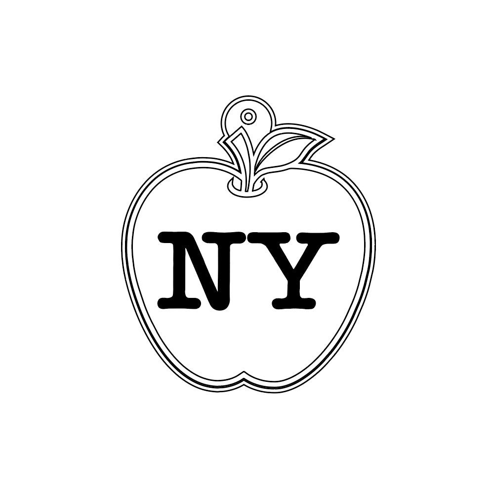 Adobe Illustrator vector design of a New York Big Apple pendant built for laser engraving in 14kt yellow gold — AJ's Jewelry Queens NY