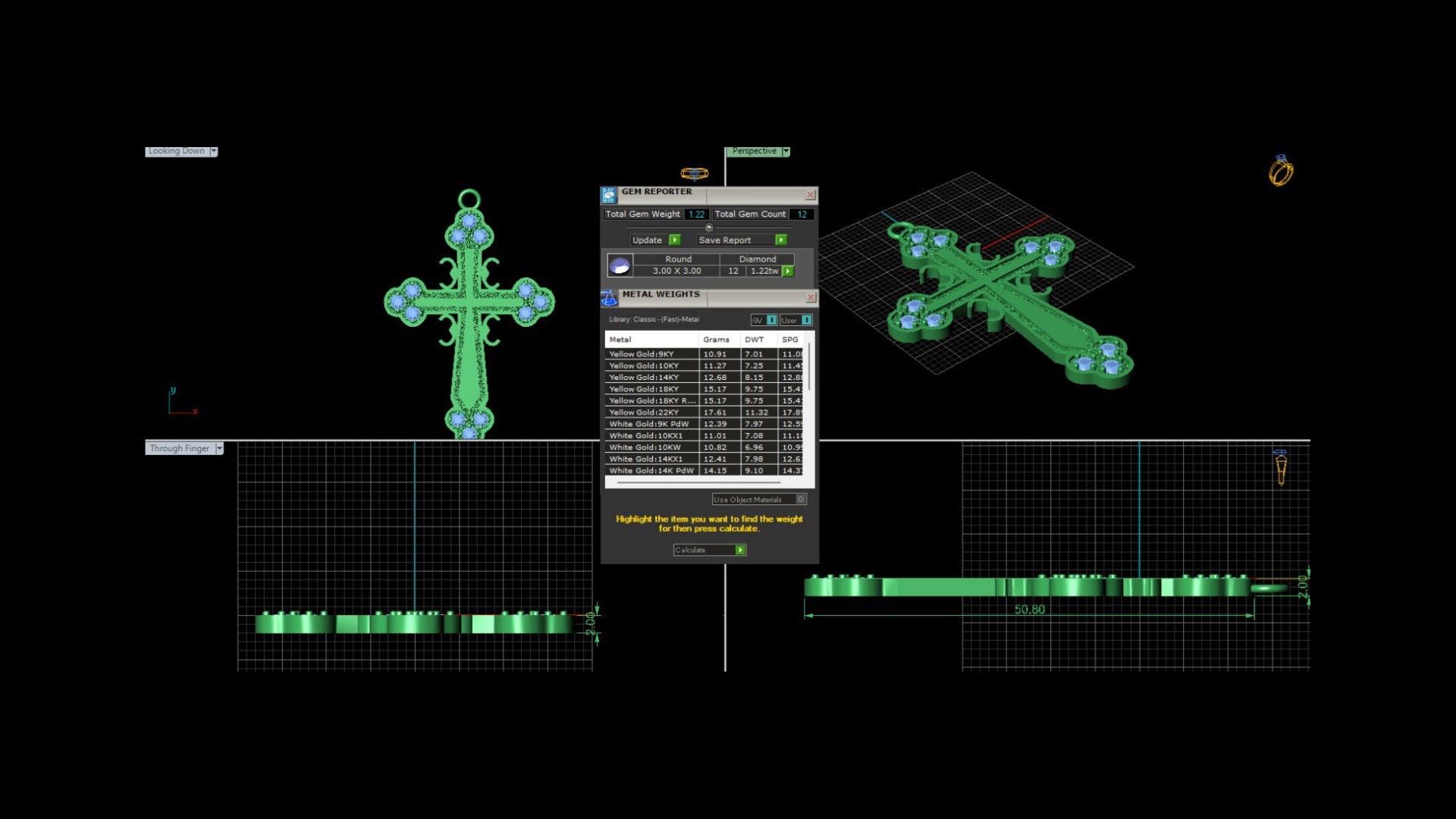 A image showing the CAD Rendering of the 14 Karat Large Orthodox Cross Pendant