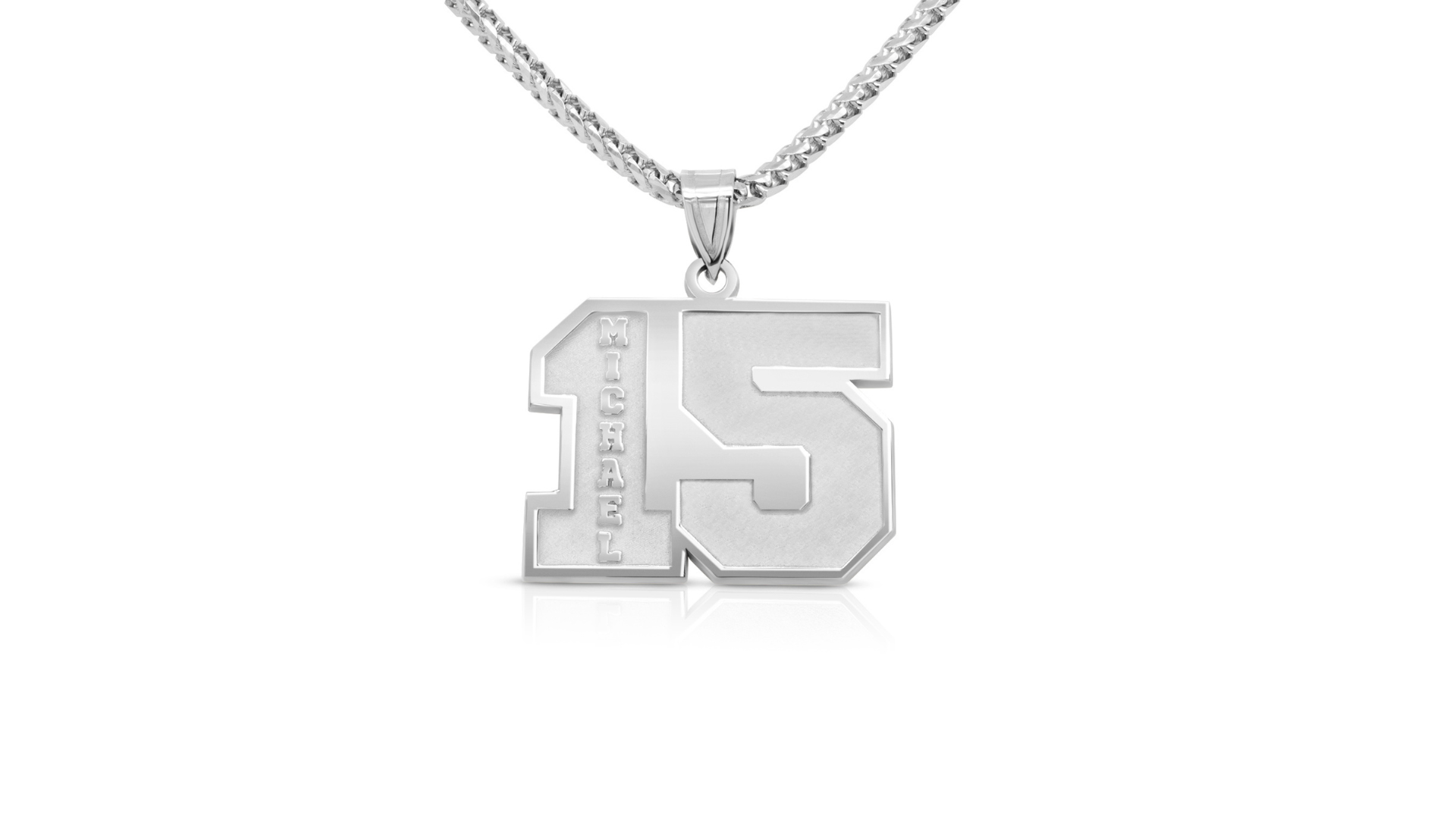 Sterling silver personalized jersey number and name pendant custom jewelry banner — AJ's Jewelry Ridgewood Queens NY