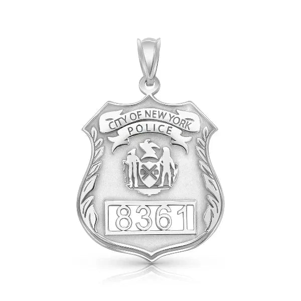 Personalized Police Badge Charm Pendant with Number and Department