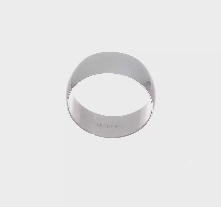 14K White Gold 8mm Half Round Wedding Band