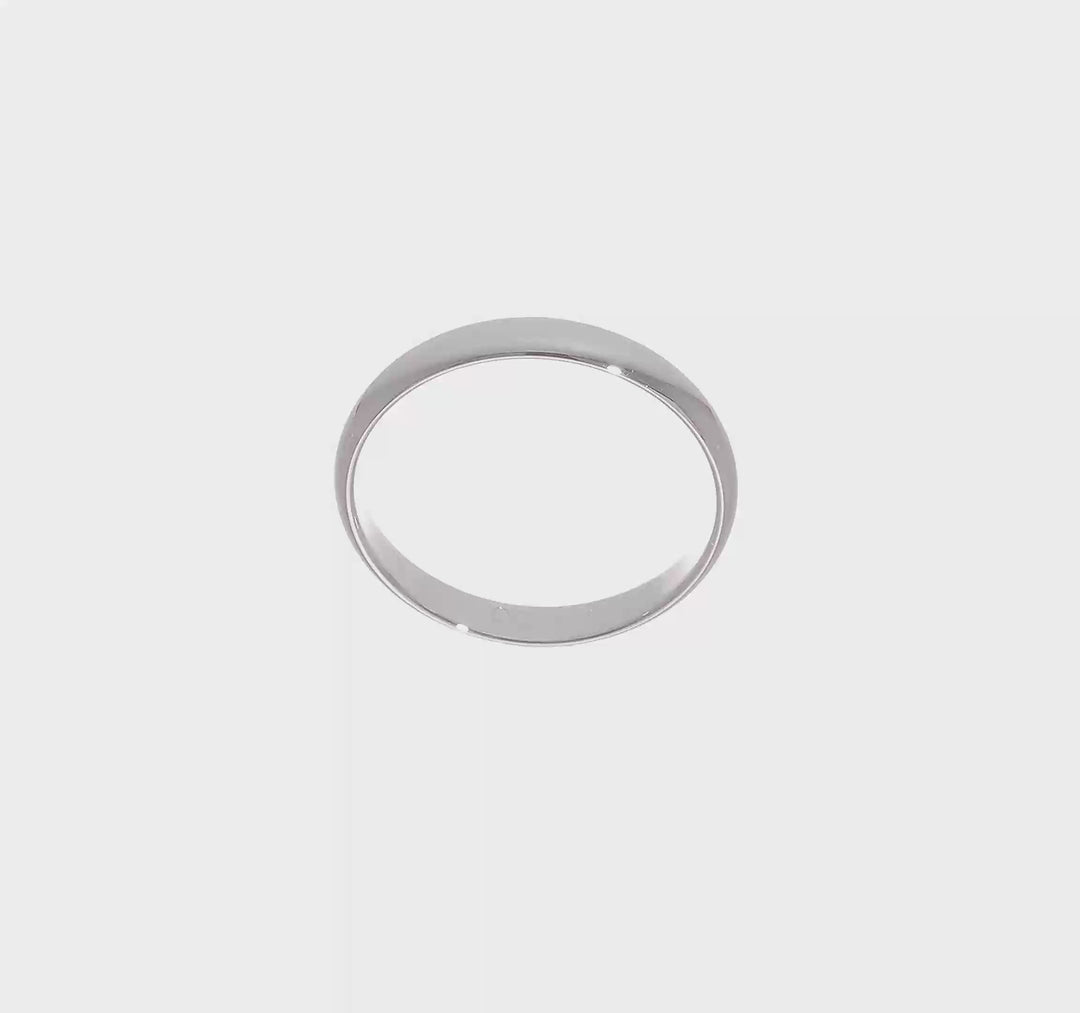 14K White Gold 3mm Half Round Wedding Band