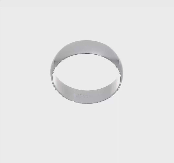 14K White Gold 6mm Half Round Wedding Band