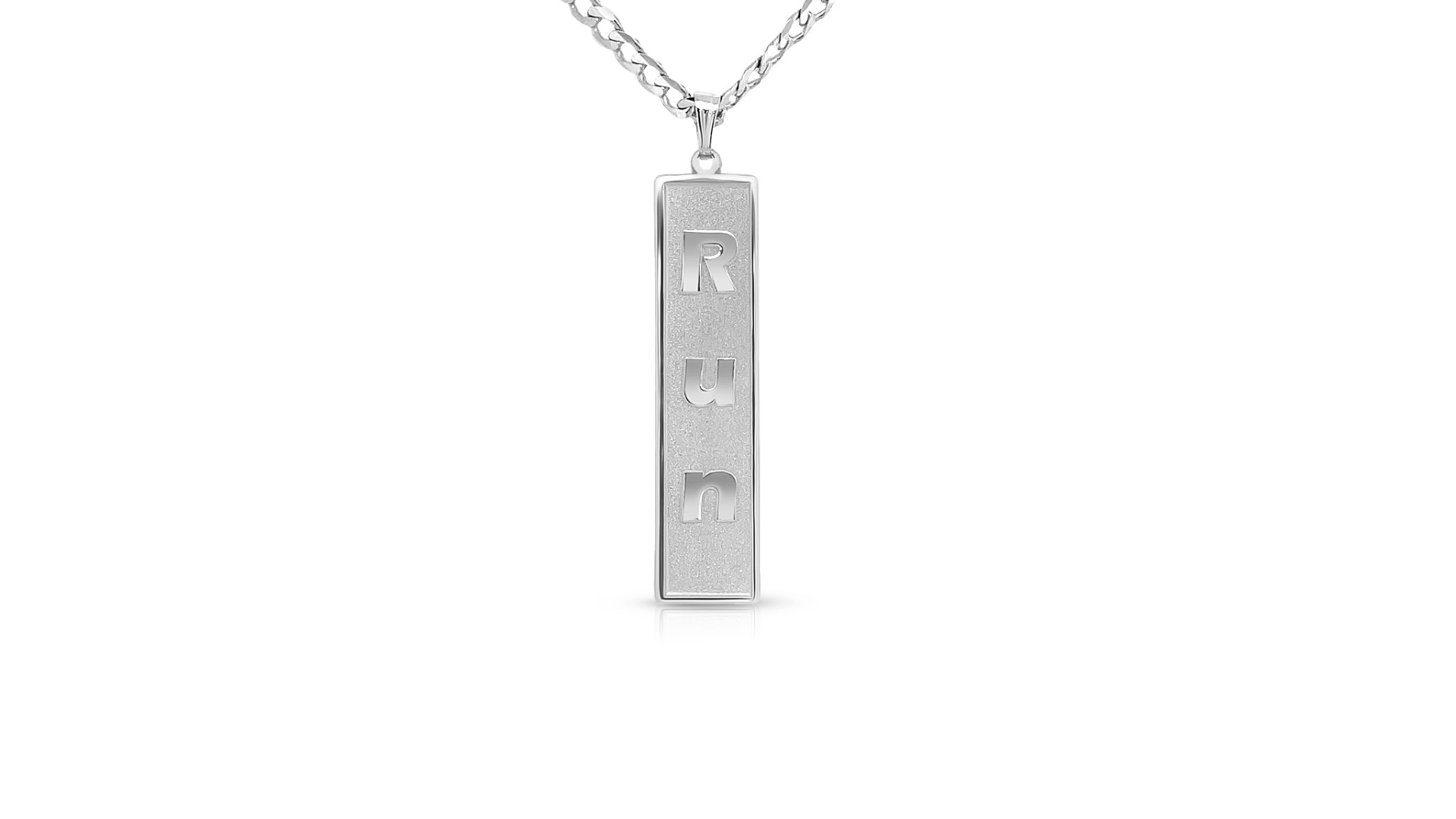 Sterling silver marathon run bar pendant custom jewelry banner — AJ's Jewelry Ridgewood Queens NY