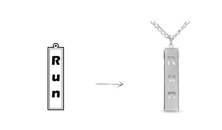 Vertical Run bar pendant, from design drawing to finished pendant