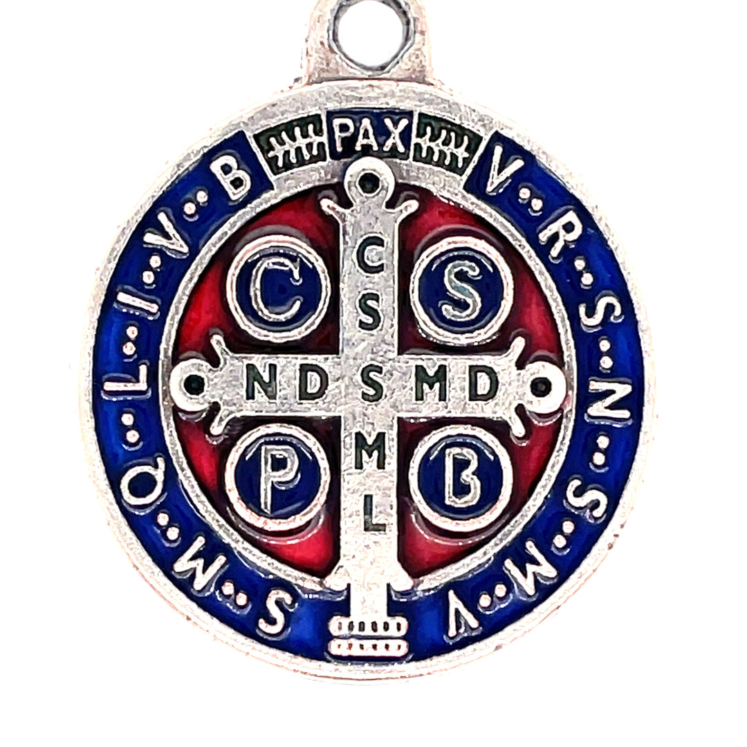 Back of the client's original Saint Benedict keychain medal showing the cross, used as reference for a custom 14kt gold pendant — AJ's Jewelry Queens NY
