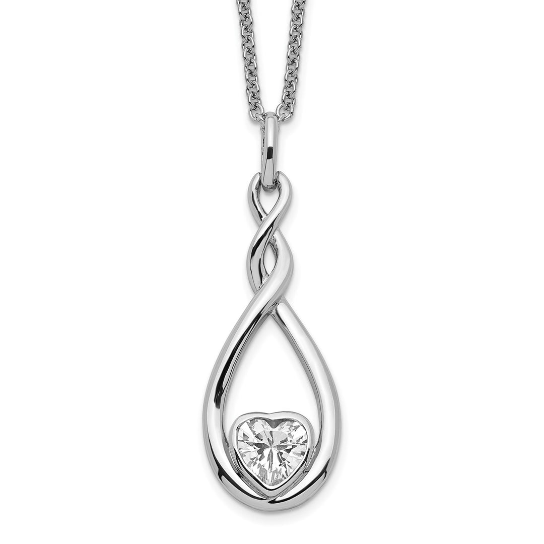 Sentimental Expressions Sterling Silver Rhodium-plated CZ Love You Forever 18in. Necklace — AJ's Jewelry Ridgewood Queens NY