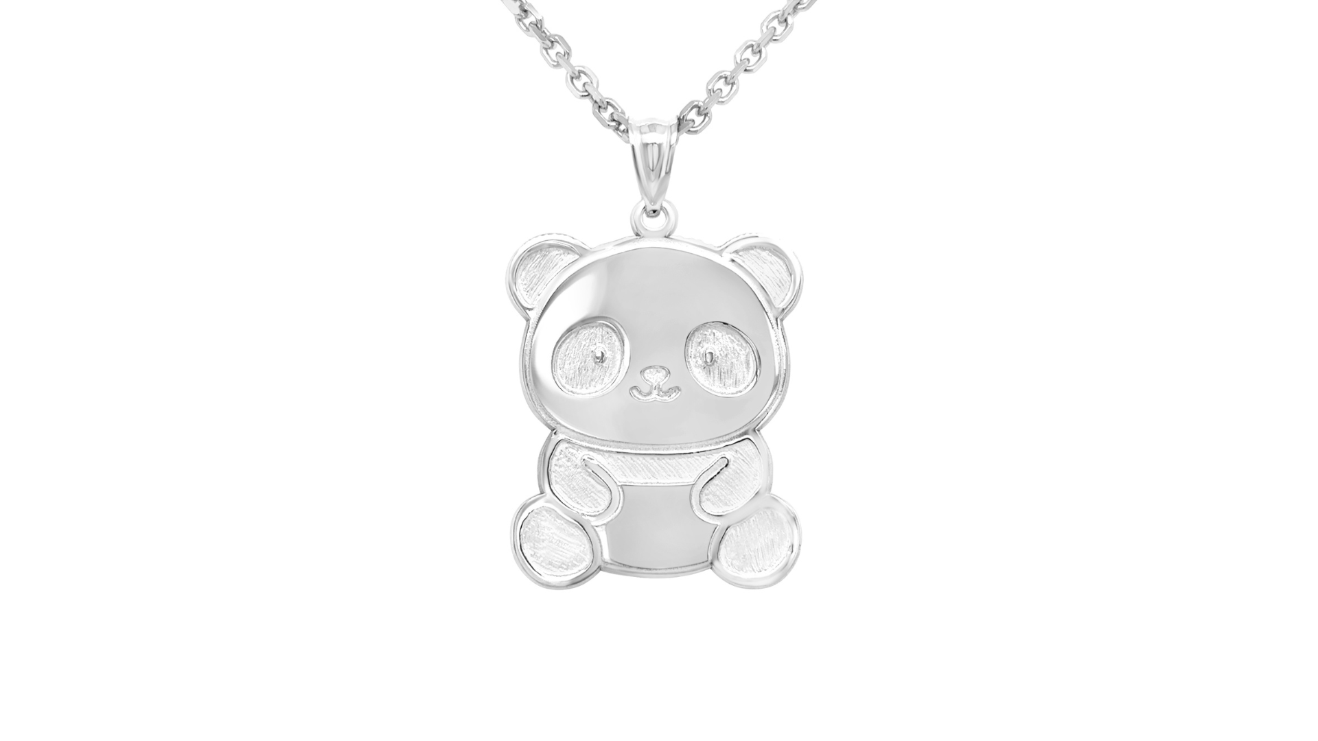 An image showing the final product of the Custom Sterling Silver Panda Bear Pendant