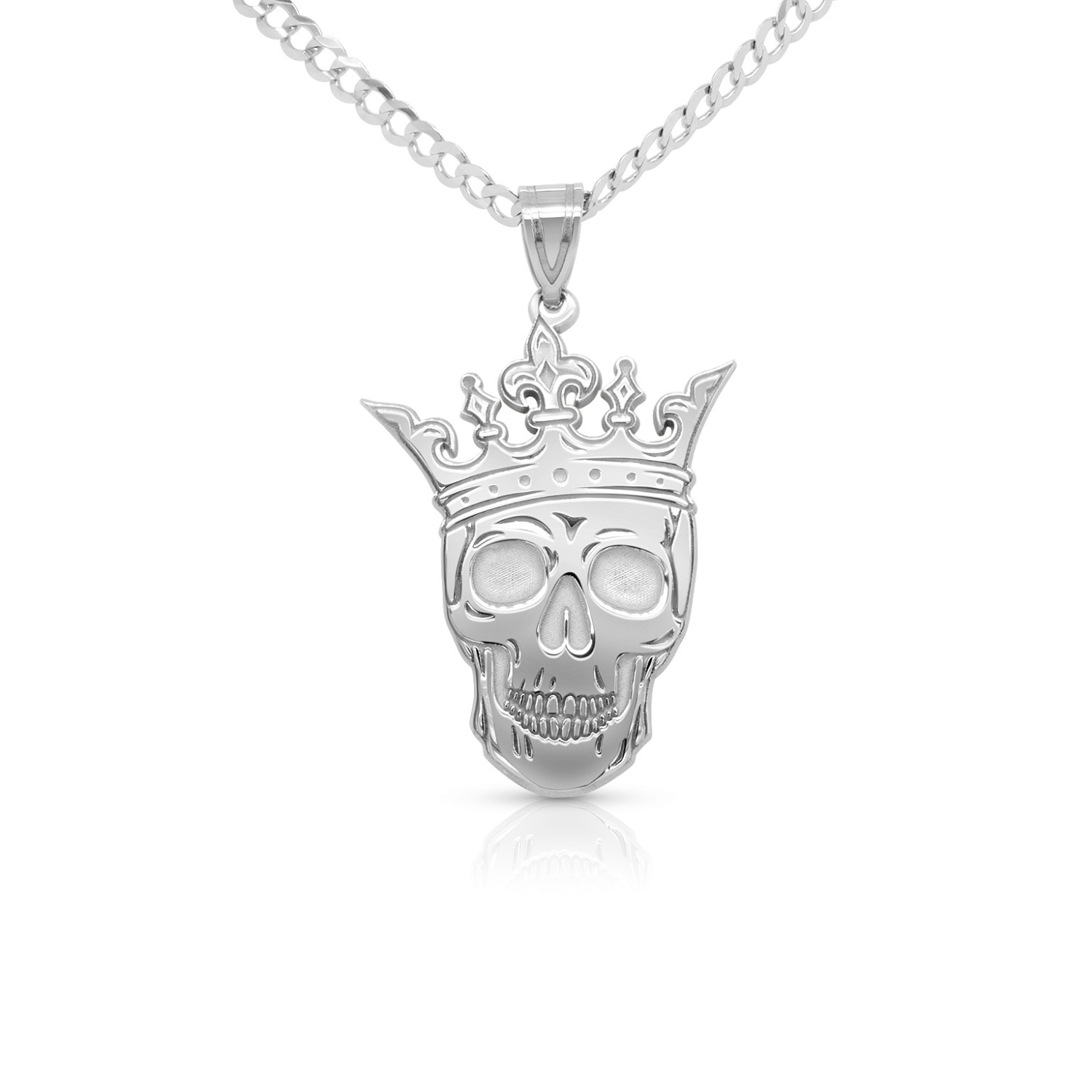 Sterling silver skull and crown pendant custom jewelry mobile banner — AJ's Jewelry Ridgewood Queens NY