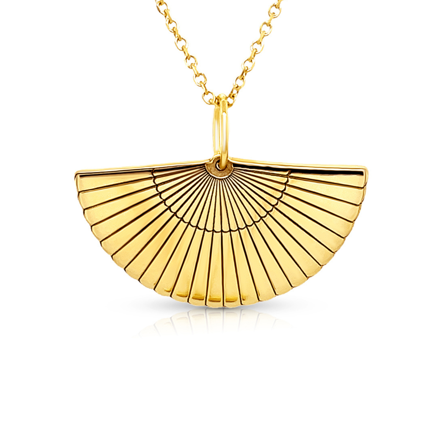 14 karat yellow gold Spanish fan pendant custom jewelry mobile banner — AJ's Jewelry Ridgewood Queens NY
