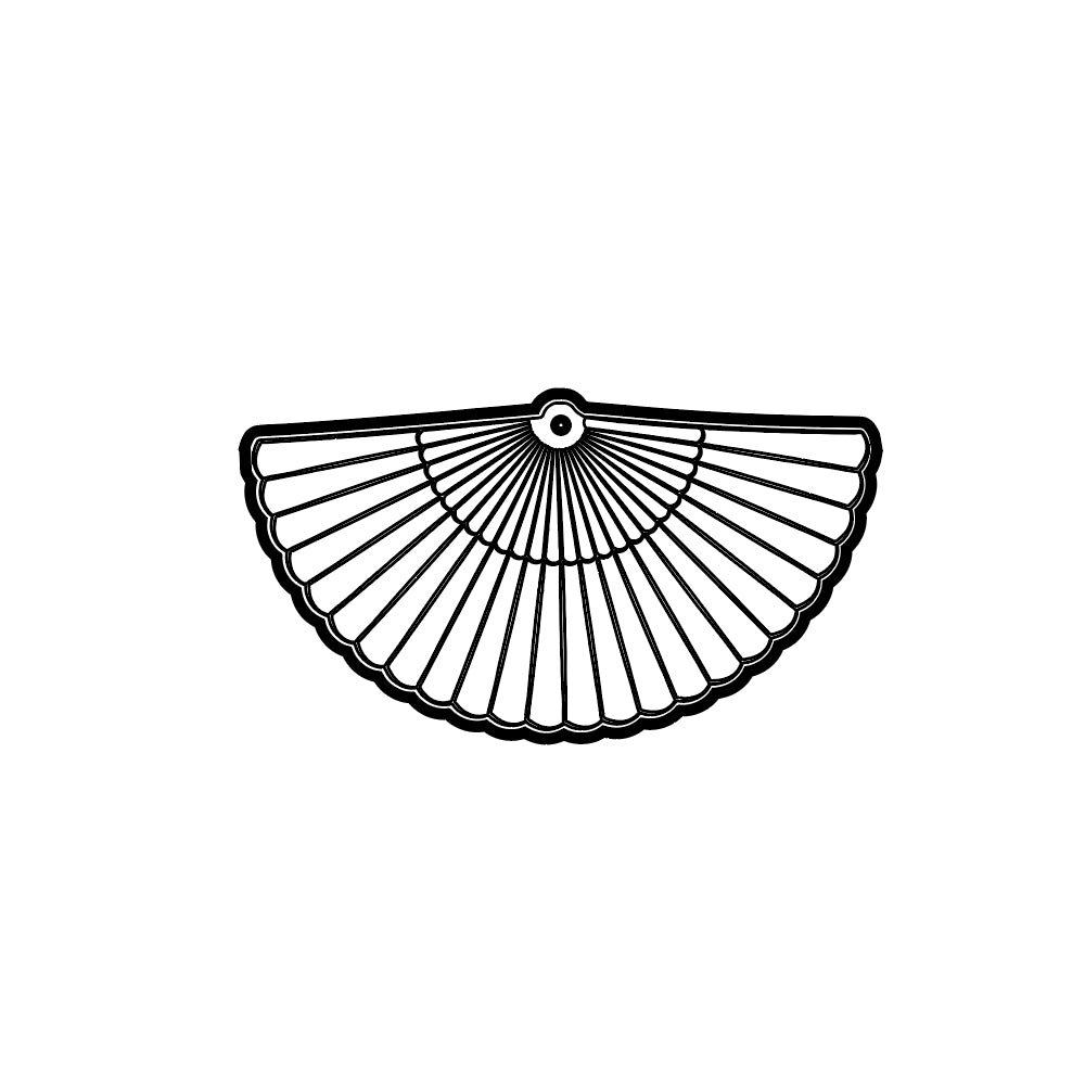 Adobe Illustrator vector design of a Spanish fan (abanico) built for laser engraving into a 14kt yellow gold pendant — AJ's Jewelry Queens NY