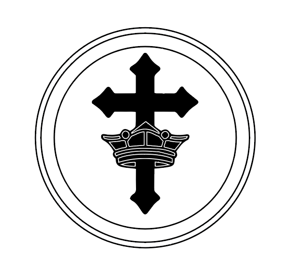 Clean vector art of the St. Helen's Catholic Academy cross and crown logo prepared for laser engraving and laser cutting at AJ's Jewelry