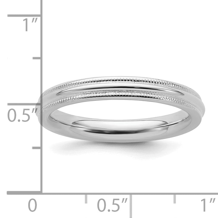 Sterling Silver 3mm Comfort Fit Milgrain Wedding Band - Close-Up Detail
