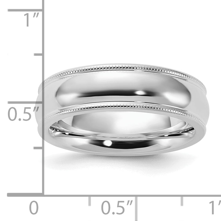 Sterling Silver 6mm Comfort Fit Milgrain Wedding Band - Close-Up Detail