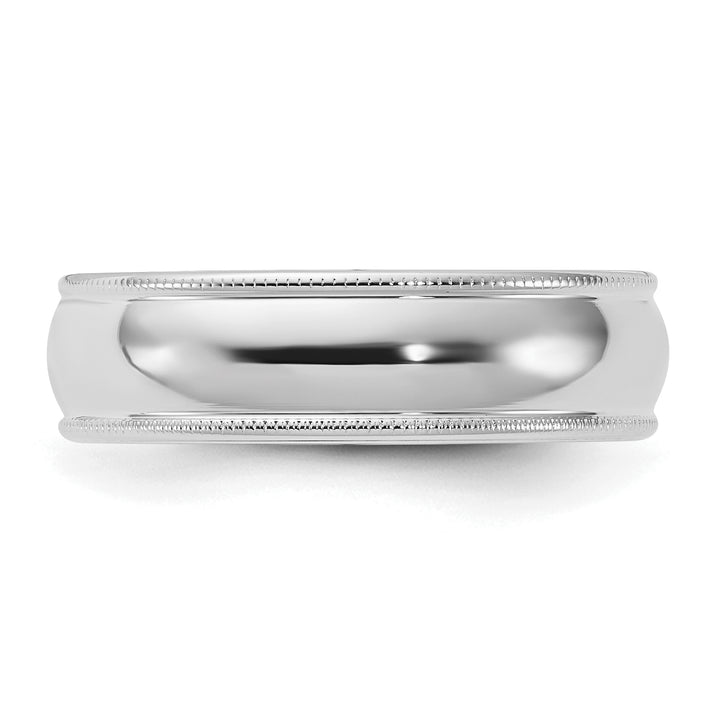 Sterling Silver 6mm Comfort Fit Milgrain Wedding Band - Side Profile