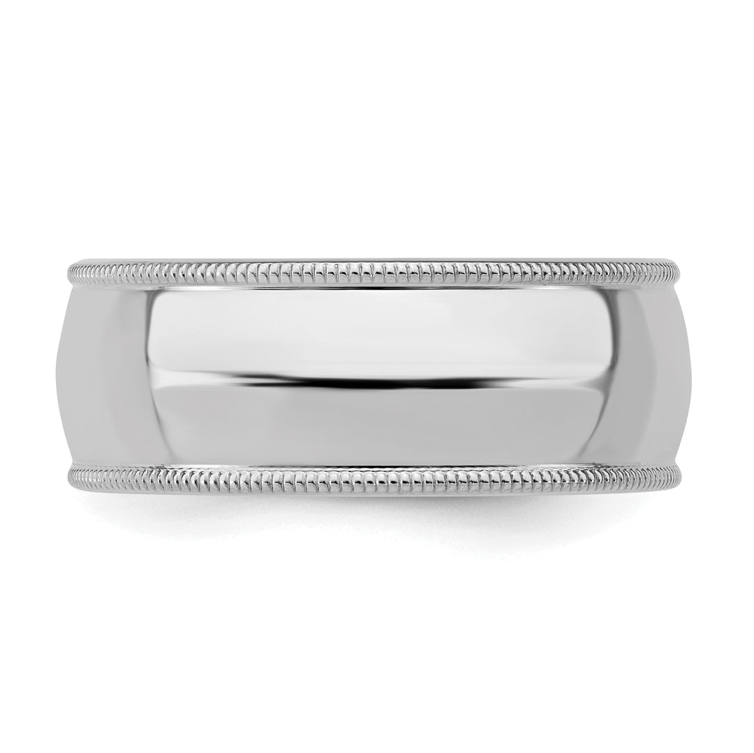 Sterling Silver 8mm Comfort Fit Milgrain Wedding Band - Side Profile
