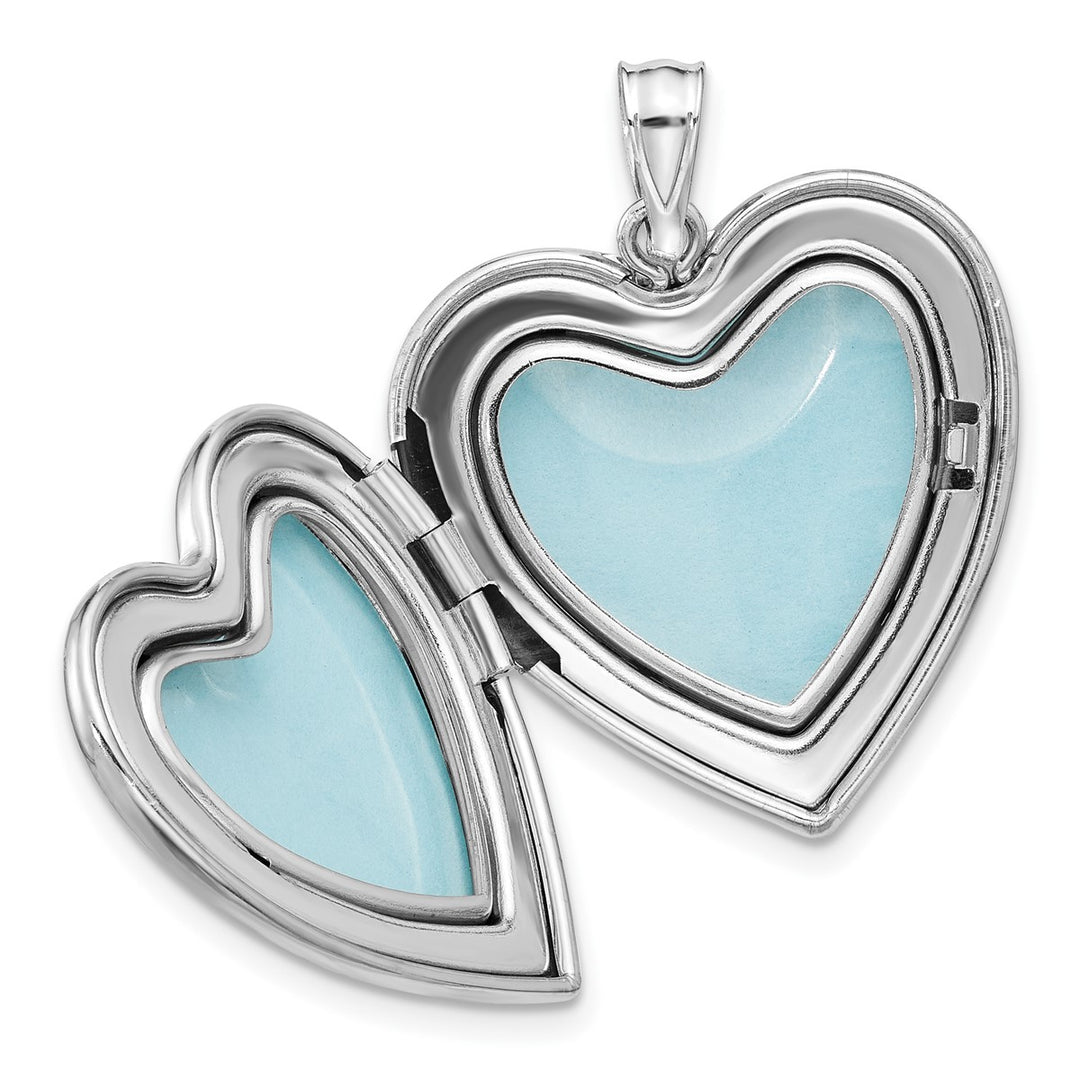 Sterling Silver Rh-plated Filigree Always In My Heart 24mm Heart Locket — View 4 — AJ's Jewelry Queens NY