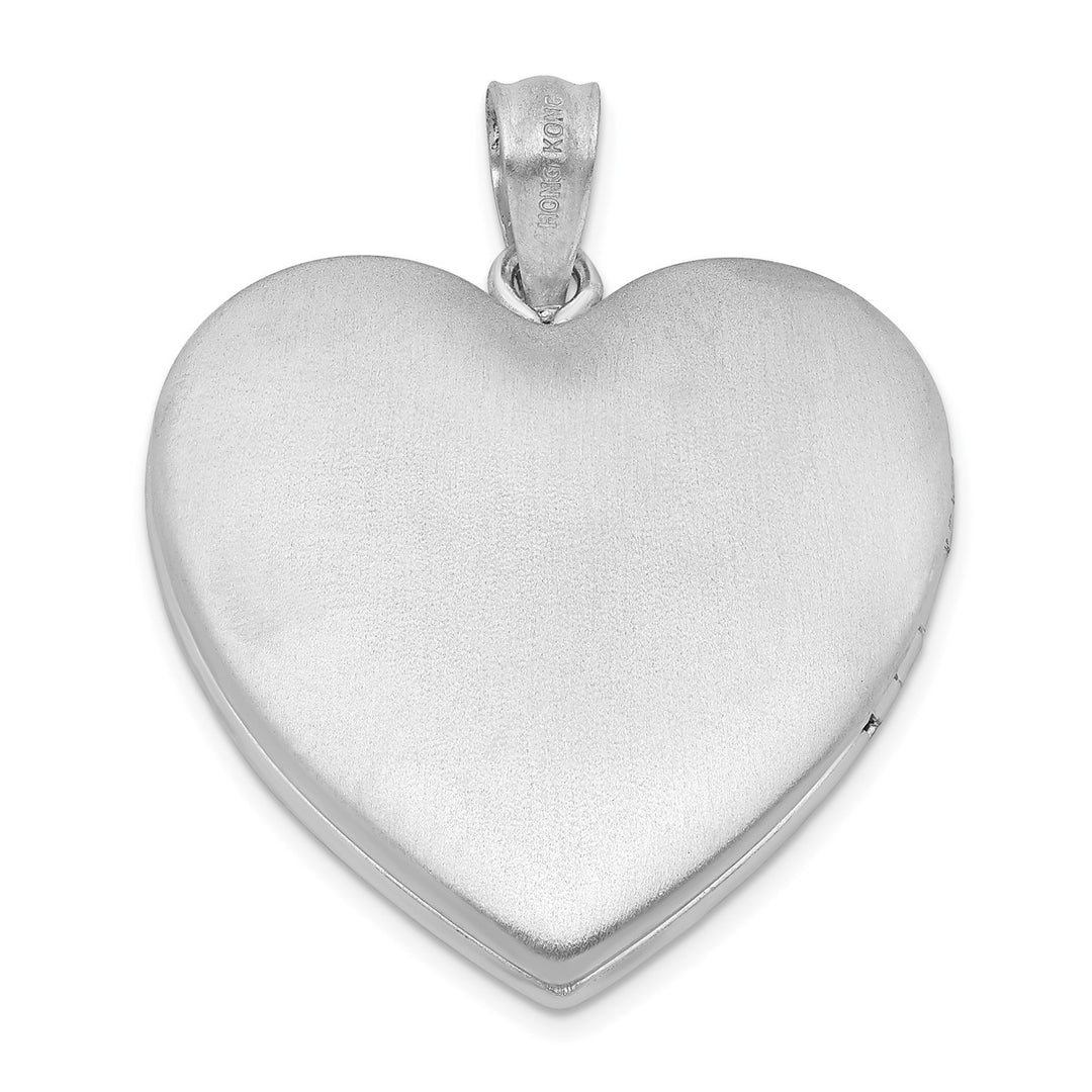 Sterling Silver Rhodium-plated 24mm Enameled Floral Mom Heart Locket — View 3 — AJ's Jewelry Queens NY