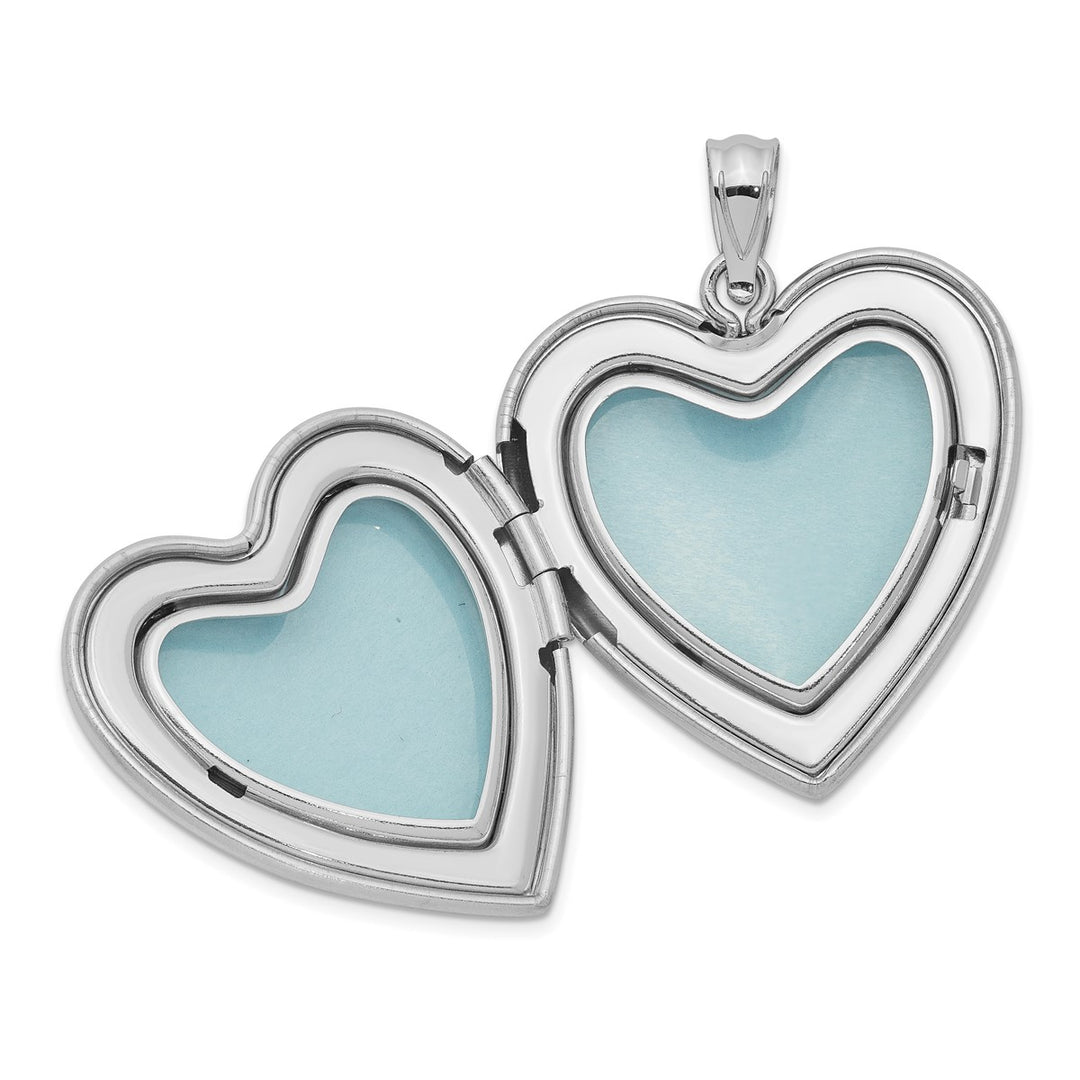 Sterling Silver Rhodium-plated 24mm Enameled Floral Mom Heart Locket — View 5 — AJ's Jewelry Queens NY
