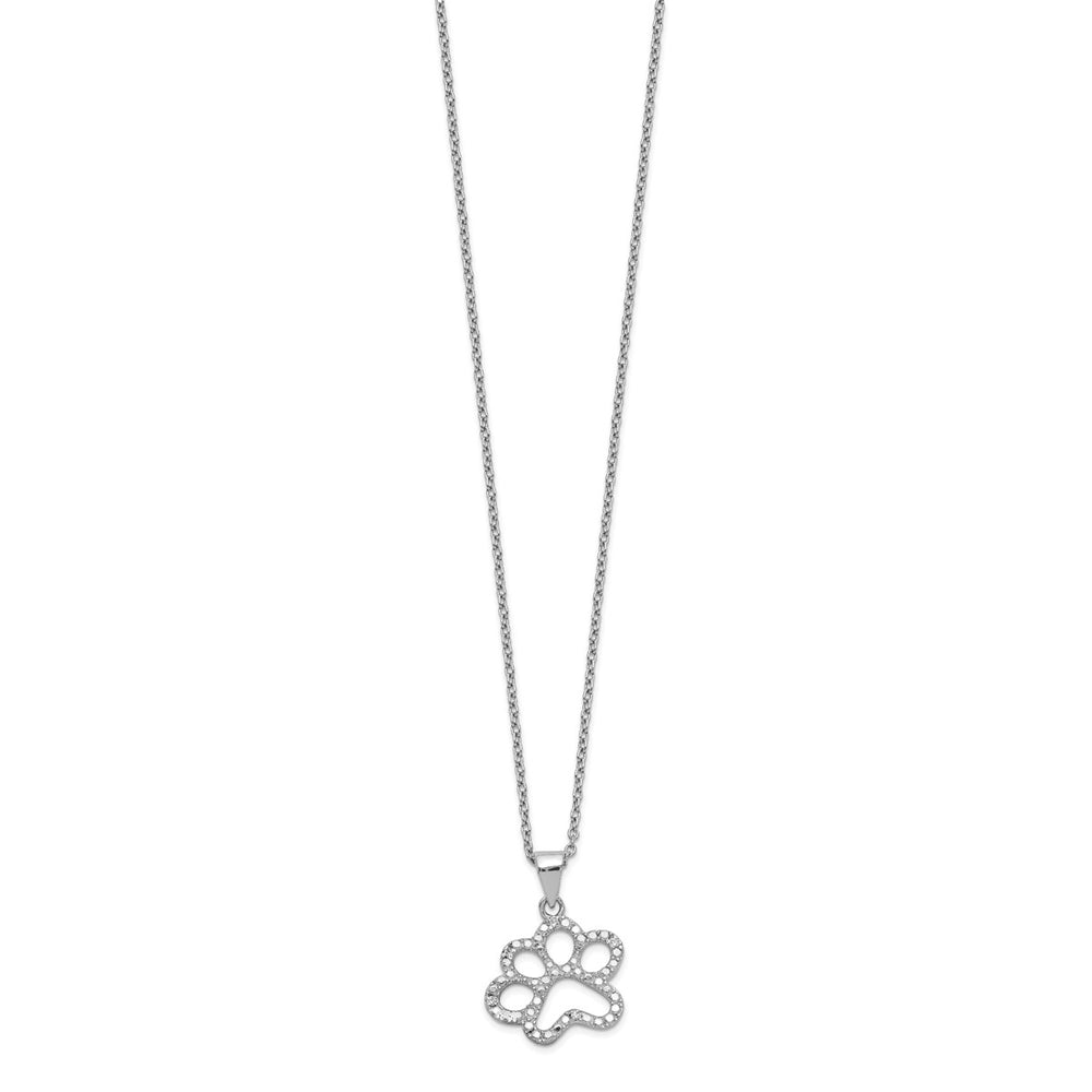 Sterling Silver Rhodium-plated Brilliant-cut CZ Paw 18.25 Inch Necklace — View 2 — AJ's Jewelry Queens NY