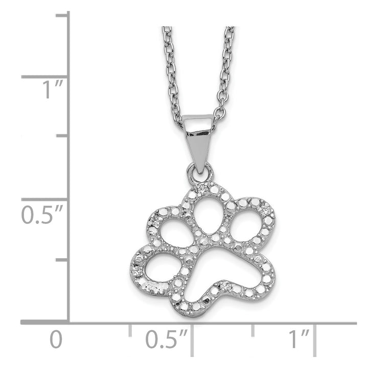 Sterling Silver Rhodium-plated Brilliant-cut CZ Paw 18.25 Inch Necklace — View 3 — AJ's Jewelry Queens NY