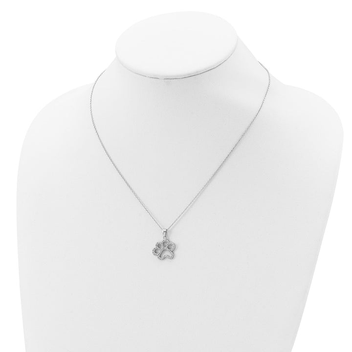 Sterling Silver Rhodium-plated Brilliant-cut CZ Paw 18.25 Inch Necklace — View 4 — AJ's Jewelry Queens NY