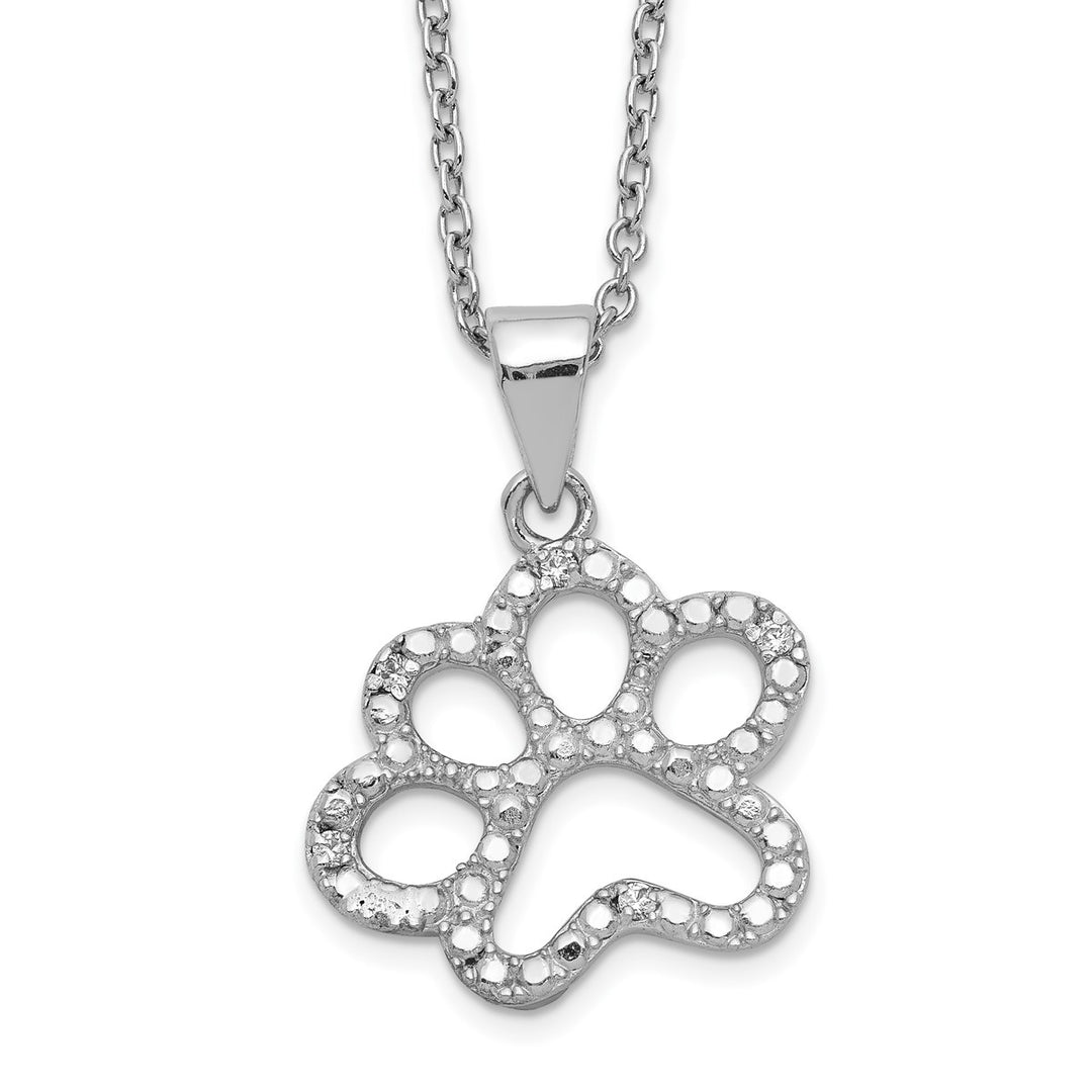 Sterling Silver Rhodium-plated Brilliant-cut CZ Paw 18.25 Inch Necklace — AJ's Jewelry Ridgewood Queens NY