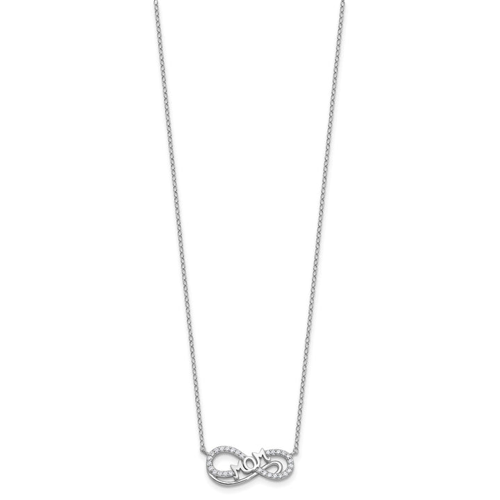 Sterling Silver Rhodium-plated Polished CZ Mom Infinity Necklace — View 2 — AJ's Jewelry Queens NY
