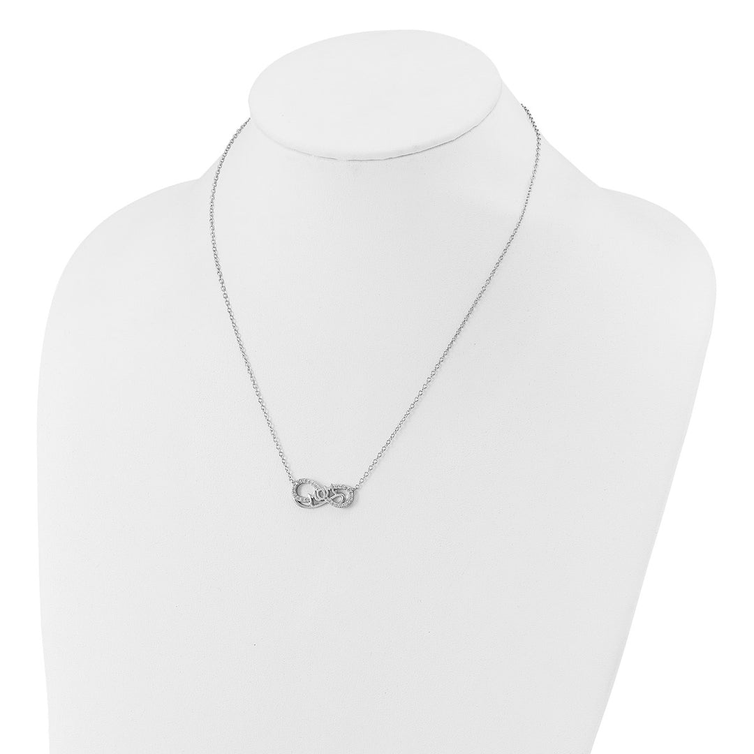Sterling Silver Rhodium-plated Polished CZ Mom Infinity Necklace — View 3 — AJ's Jewelry Queens NY